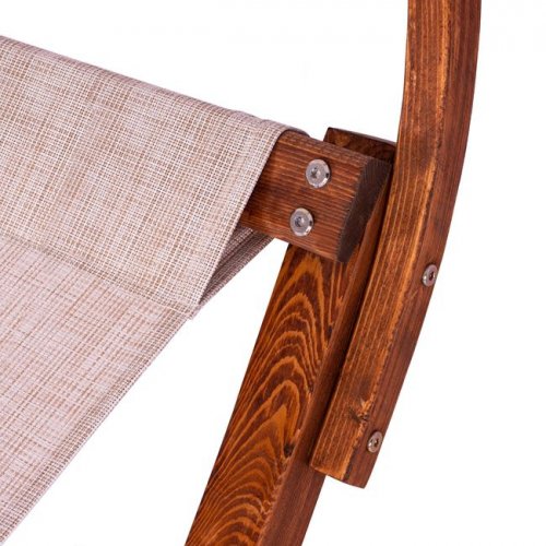 Sonnenliege "Colby" aus Holz in Walnuss-Beige mit Beschattung 105X221X162 cm