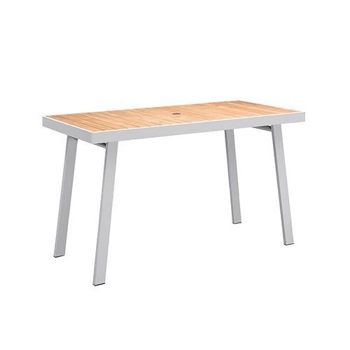 Outdoor Bar Set "York" 7-teilig aus weißem Aluminiumgestell und Teakholz