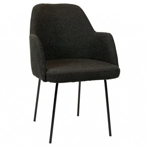 Sessel "Vere" aus schwarzem Boucle Polster und Beine aus schwarzem Metallgestell