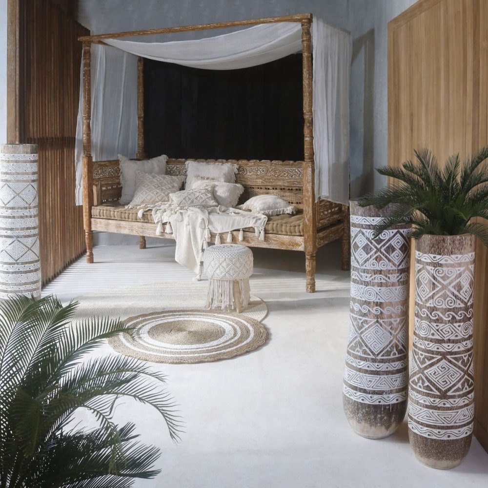 Daybed "SOLO" mit Bedeckung aus Teakholz, 230 x 94 x 220 cm