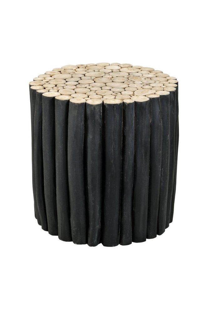 Hocker aus dünnen Teakholzstämmen Φ35X45H