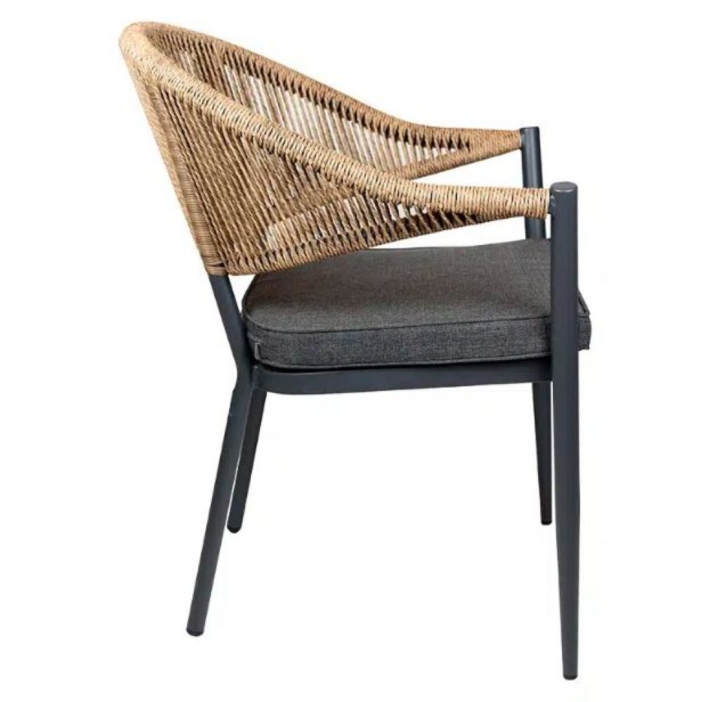 "Lion" aluminum armchair in wicker design