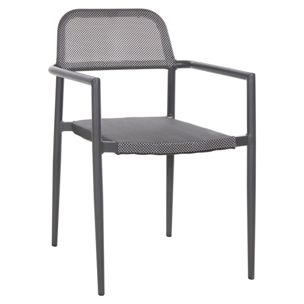 ALUMINIUMSESSEL GRAU GESTELL & GRAU TEXTILENE 53x51x80cm