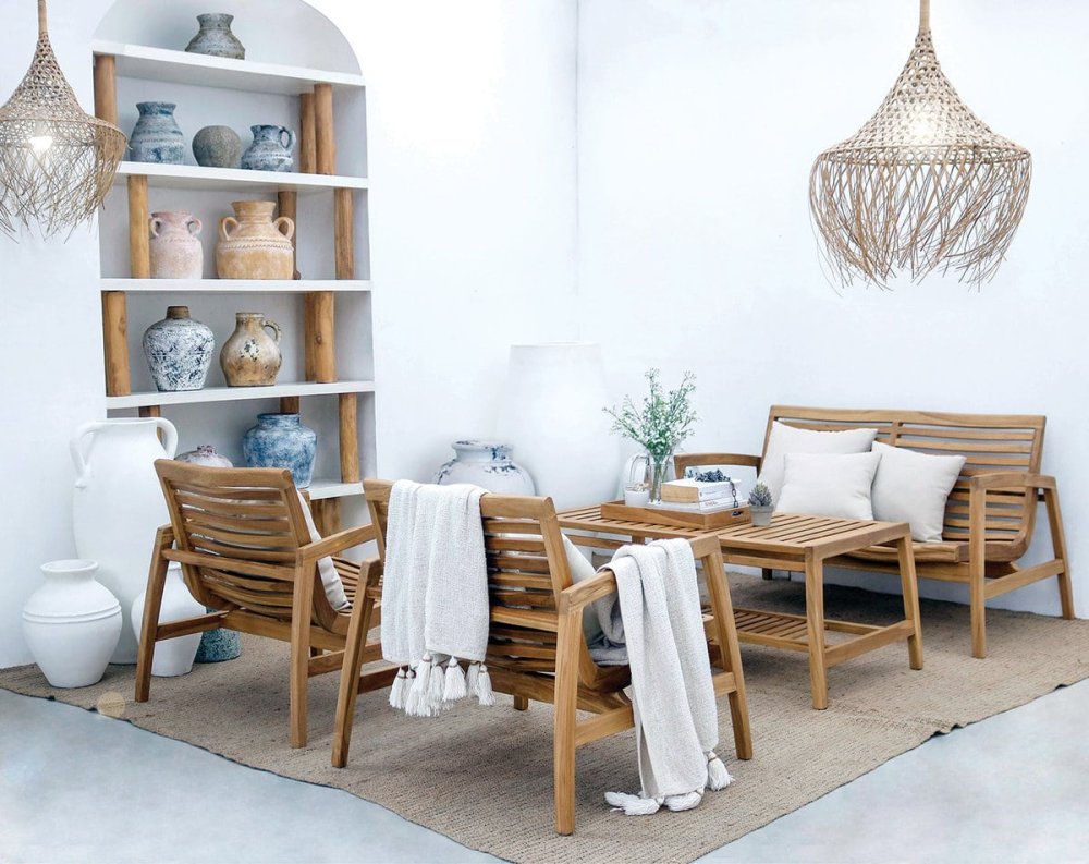 Outdoor-Lounge Set aus Teakholz