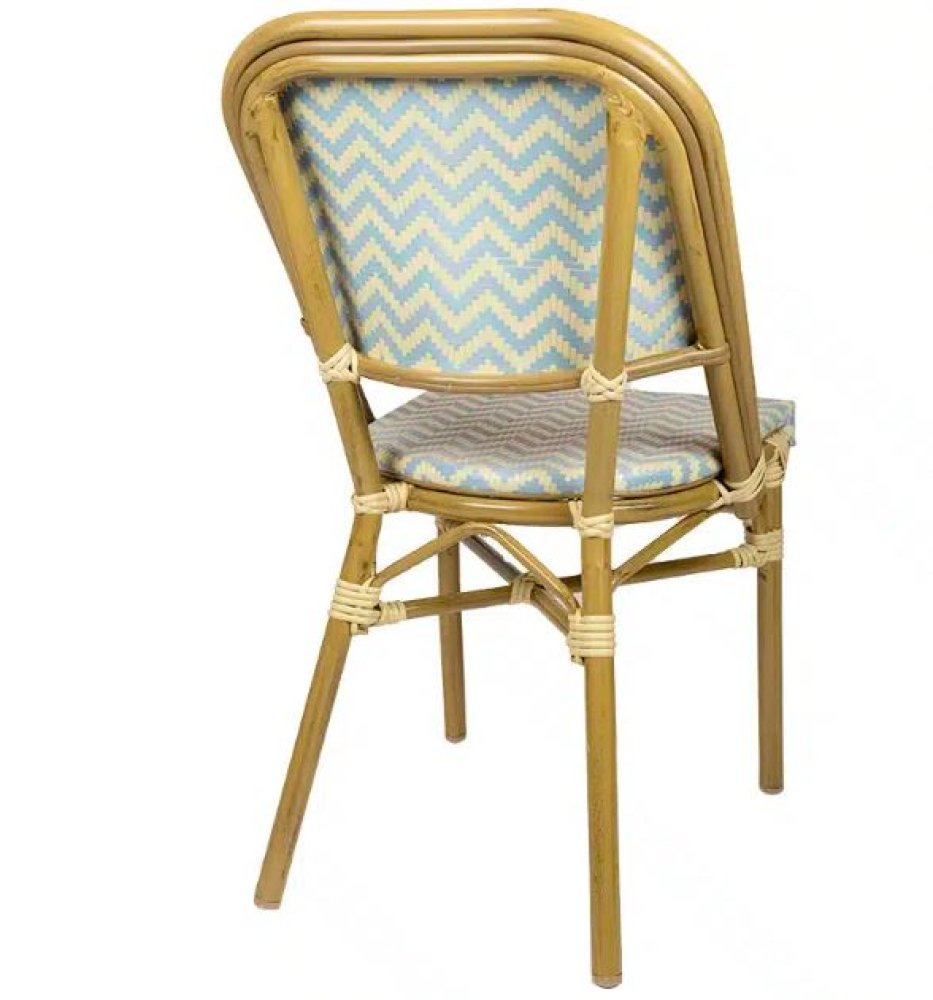 "Marceille" Aluminiumstuhl im Bambus Look Blau-Beige