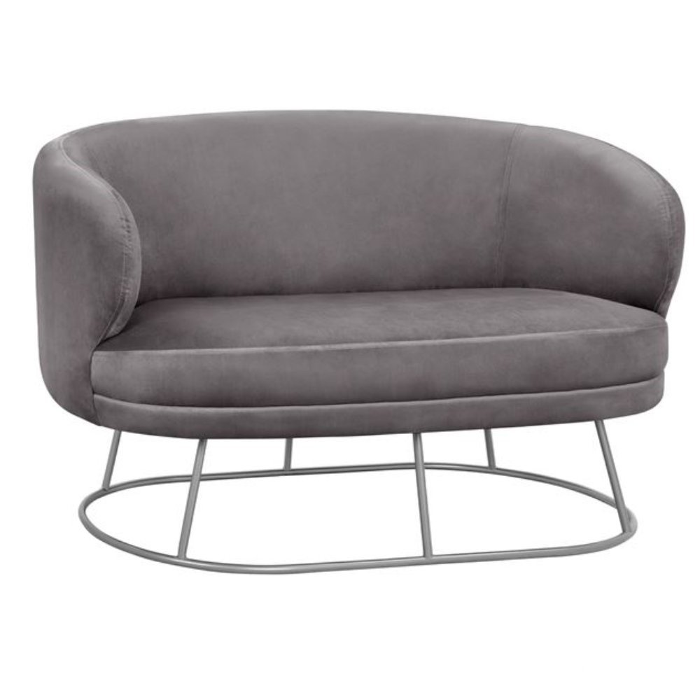 ARIEN Zweisitzer-Sofa in Grauton mit silberner Metallbasis.