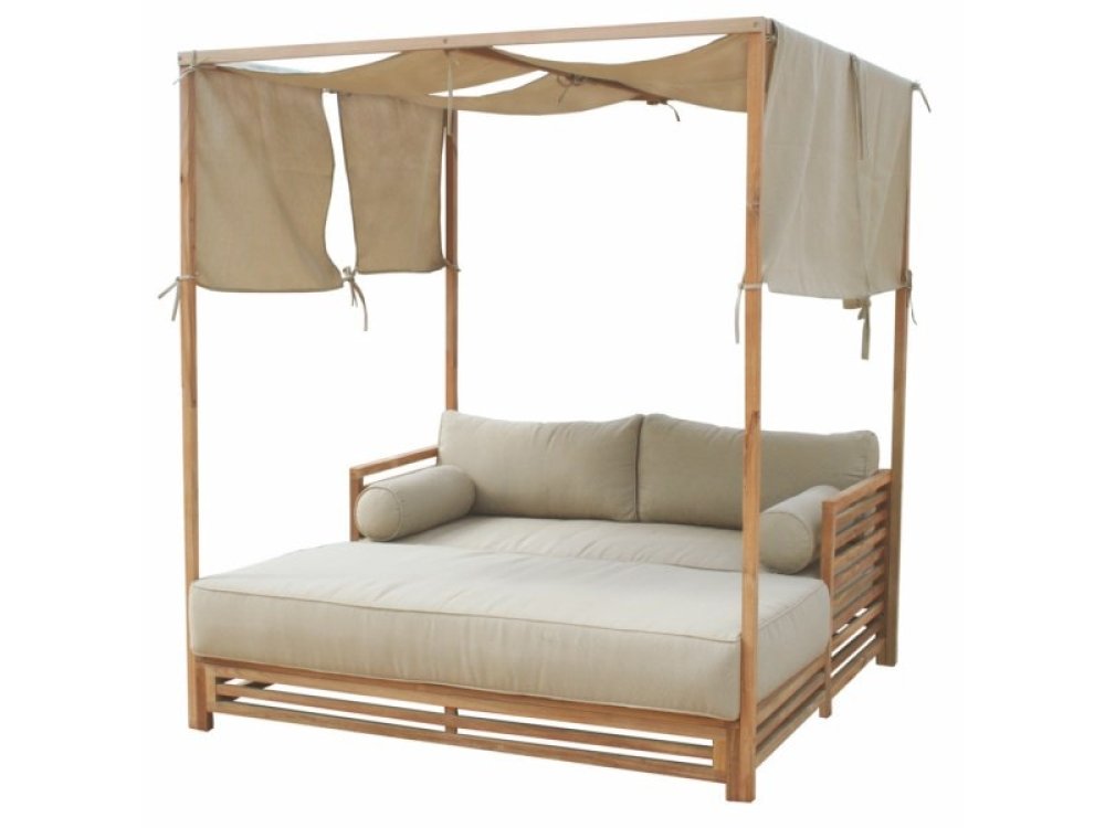 BELRAY LOUNGER-BETT AUS AKAZIENHOLZ, 174x167x200H