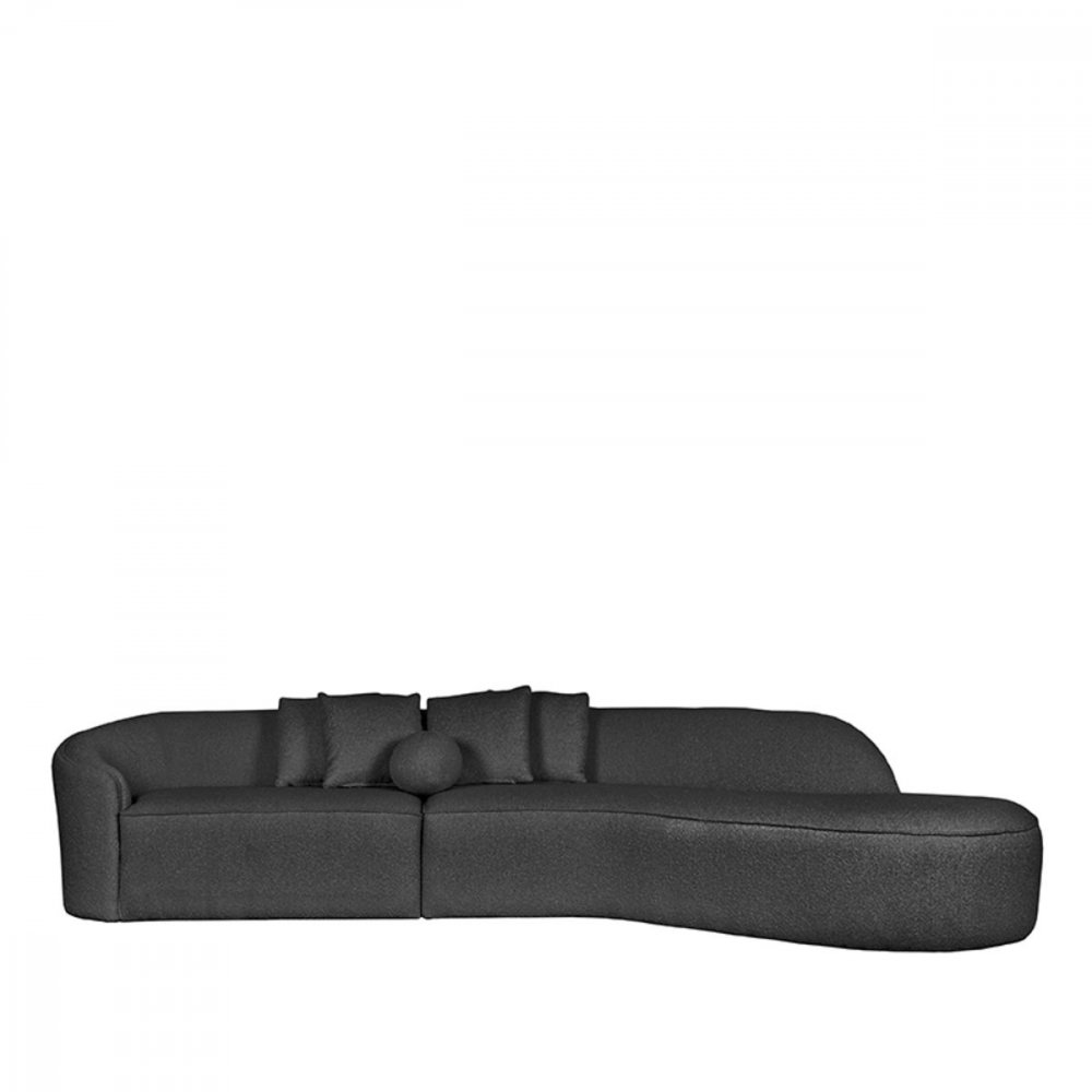 4-Sitzer Sofa "Flori" aus anthrazit Boucle + rechte Ecke