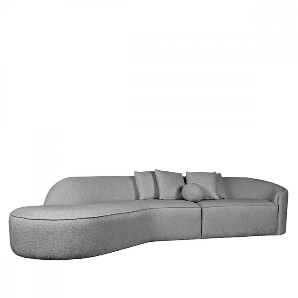 4 seater sofa "Stelvio" in gray boucle + left corner