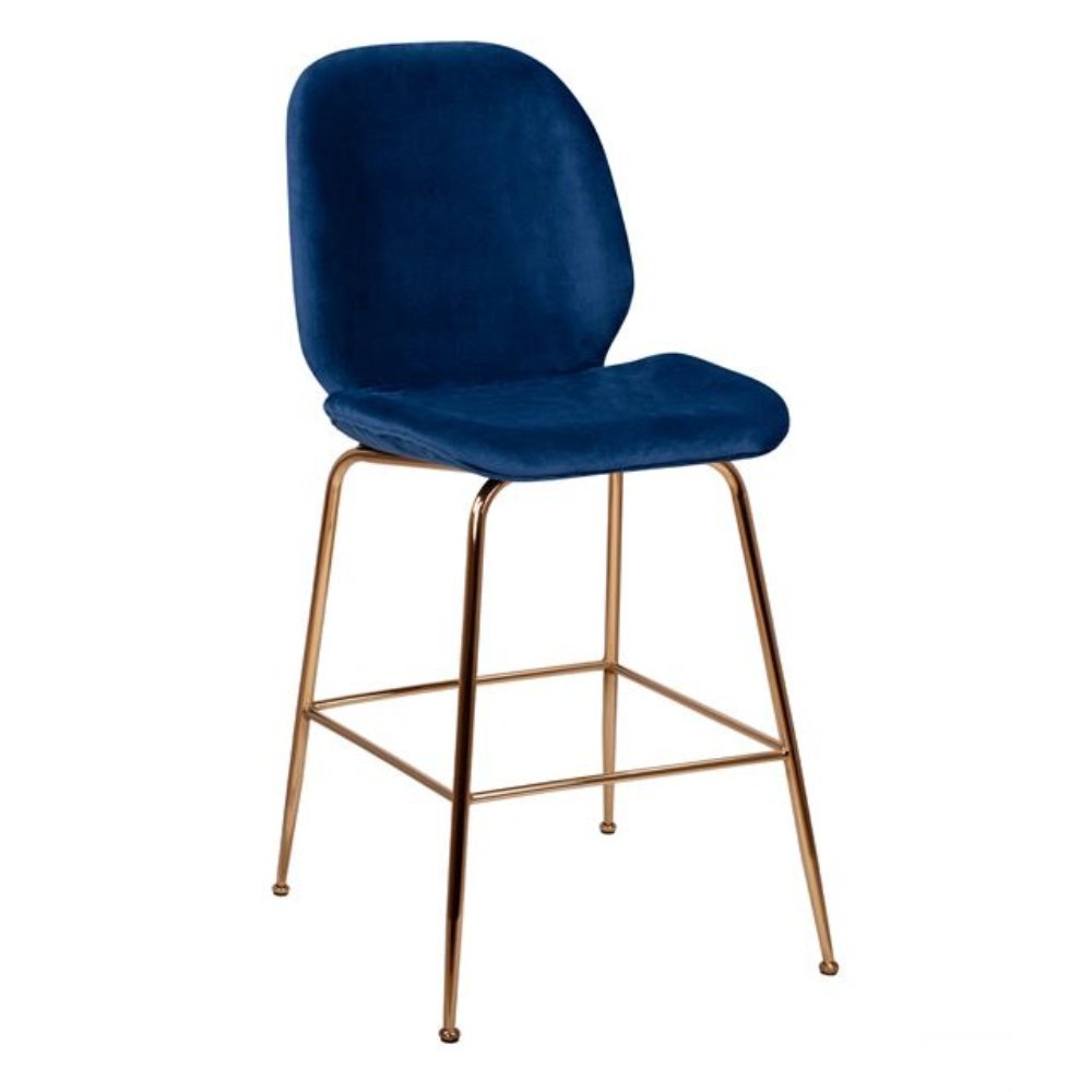 Bar stool NORA with velvet in blue