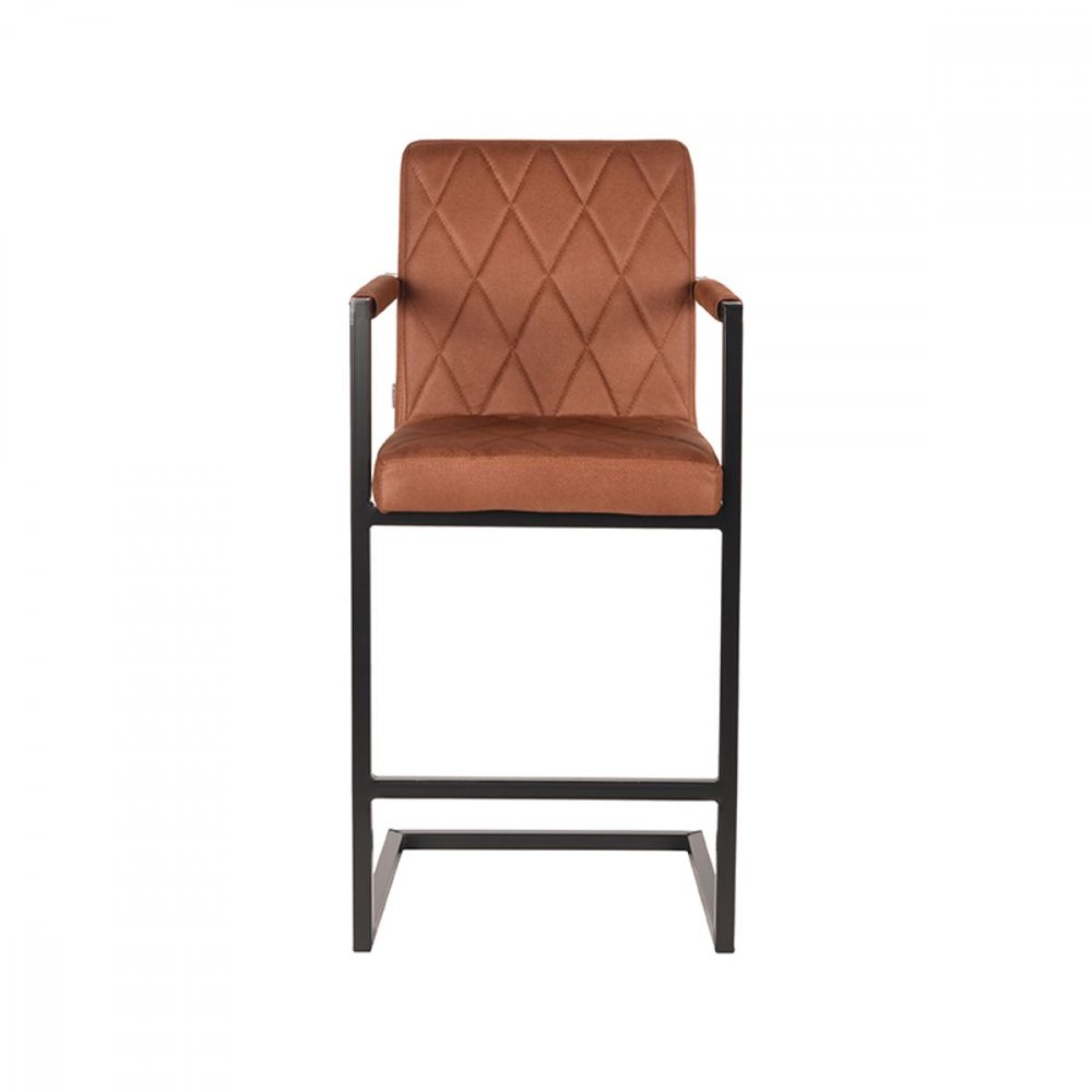 Σκαμπό μπαρ Δανία 50x62x103 cm μικροΐνες κονιάκ, μαύρο μέταλλο