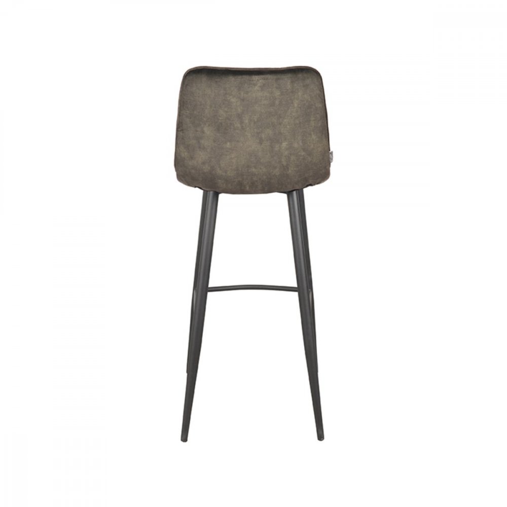"Jelt" bar stool in olive green velvet and black metal legs