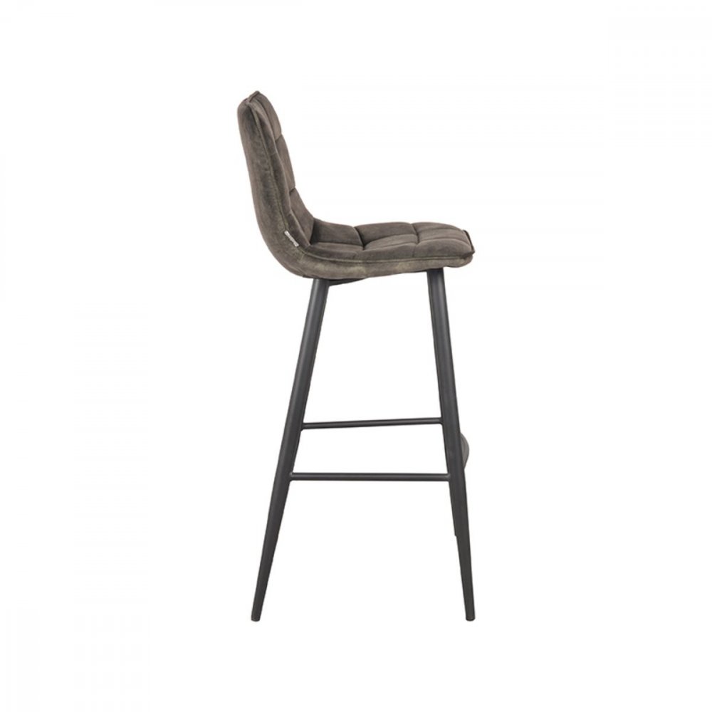 "Jelt" bar stool in olive green velvet and black metal legs
