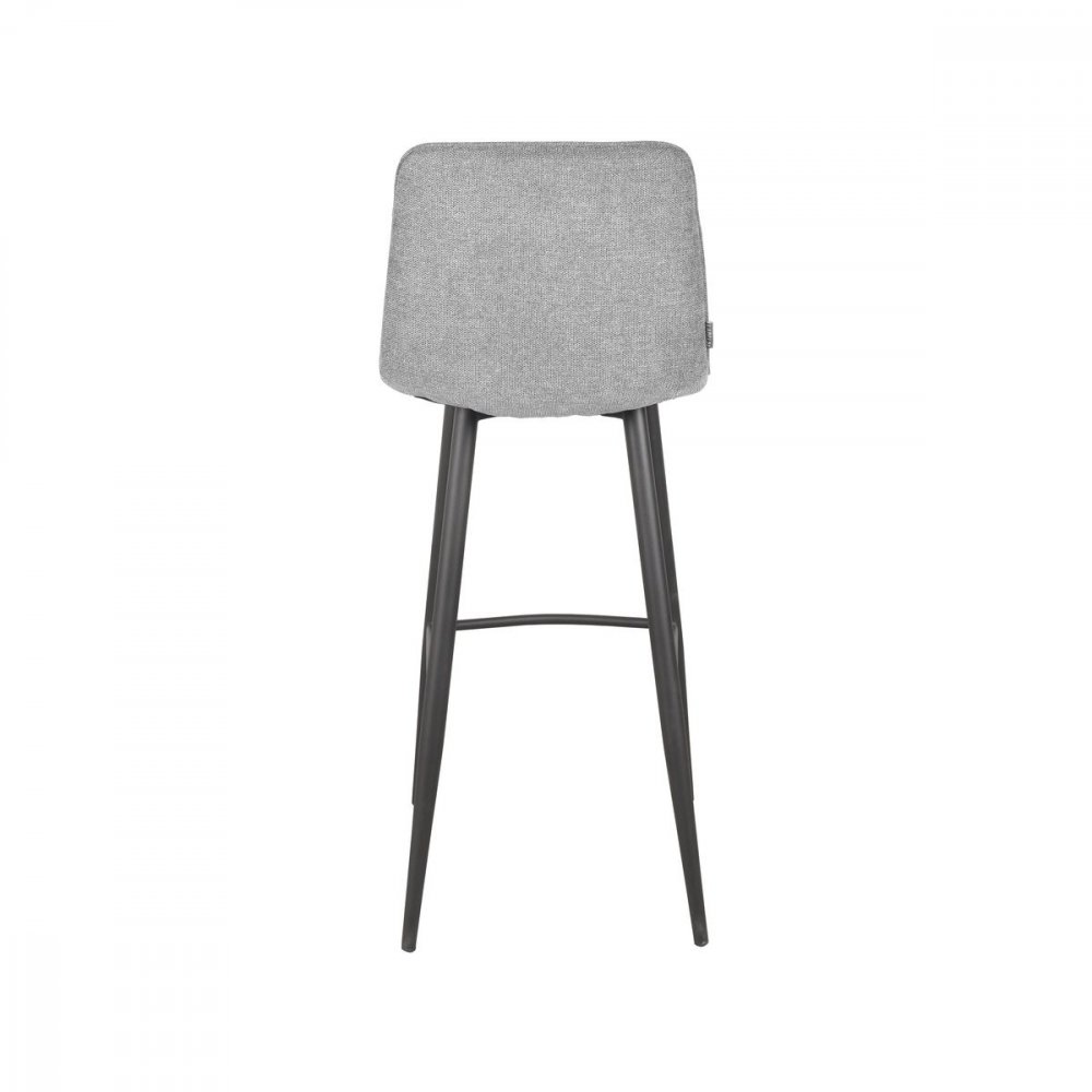 "Jelt" bar chair in silver gray woven fabric and black metal frame