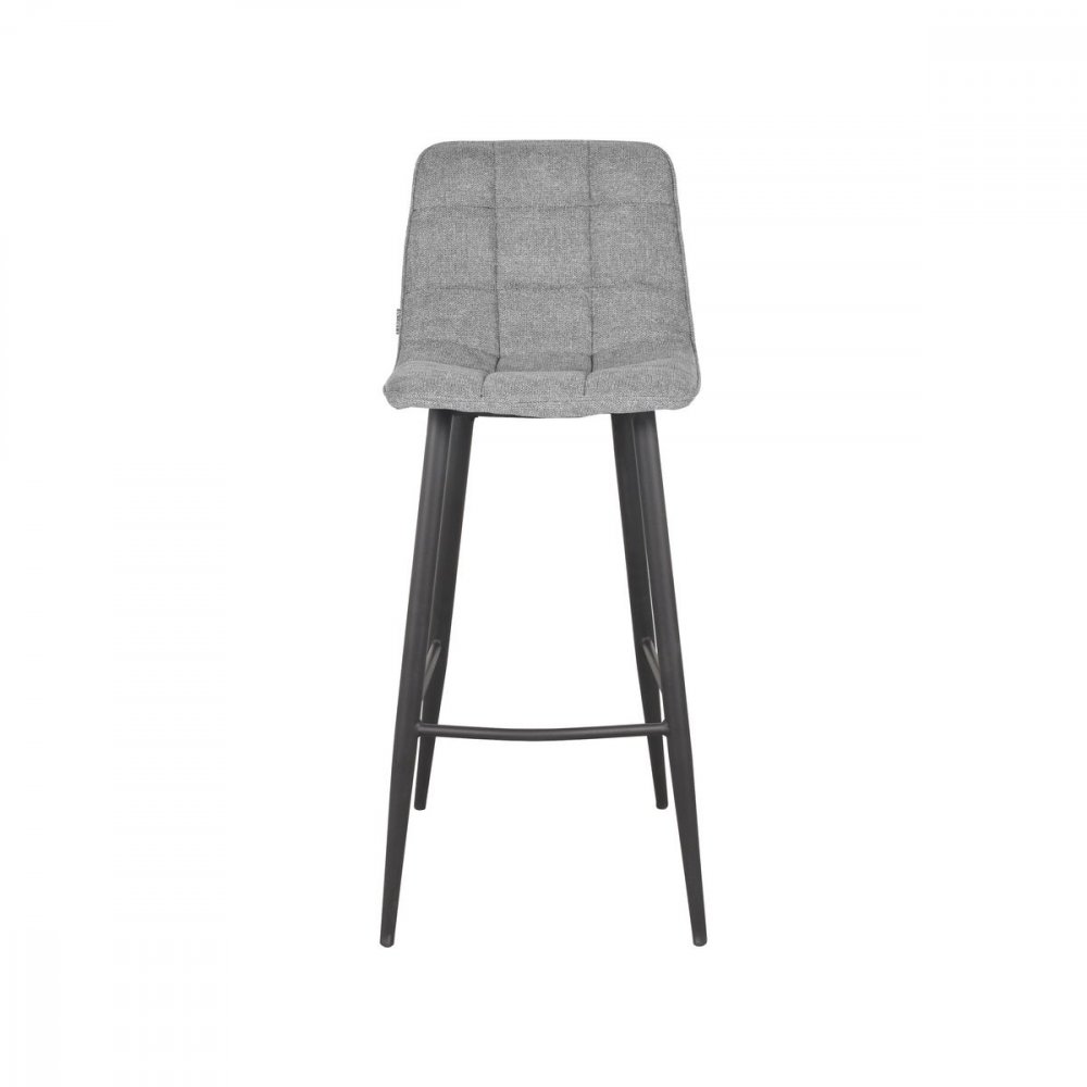 "Jelt" bar chair in silver gray woven fabric and black metal frame