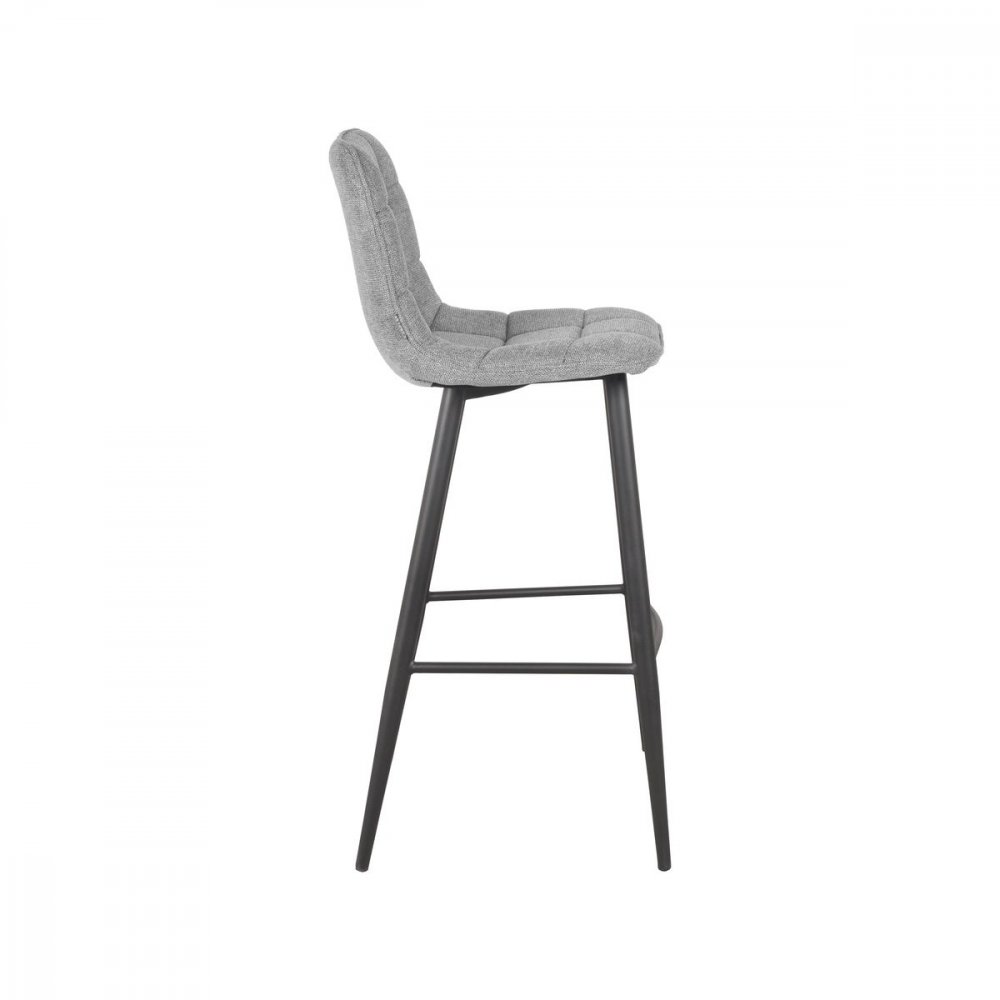 "Jelt" bar chair in silver gray woven fabric and black metal frame