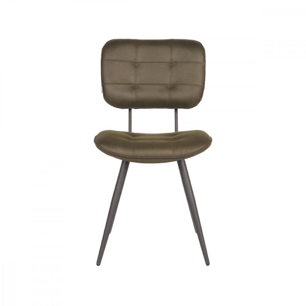 Esszimmerstuhl Gus 49x60x87 cm Armee Mikrofaser | Schwarzes Metall