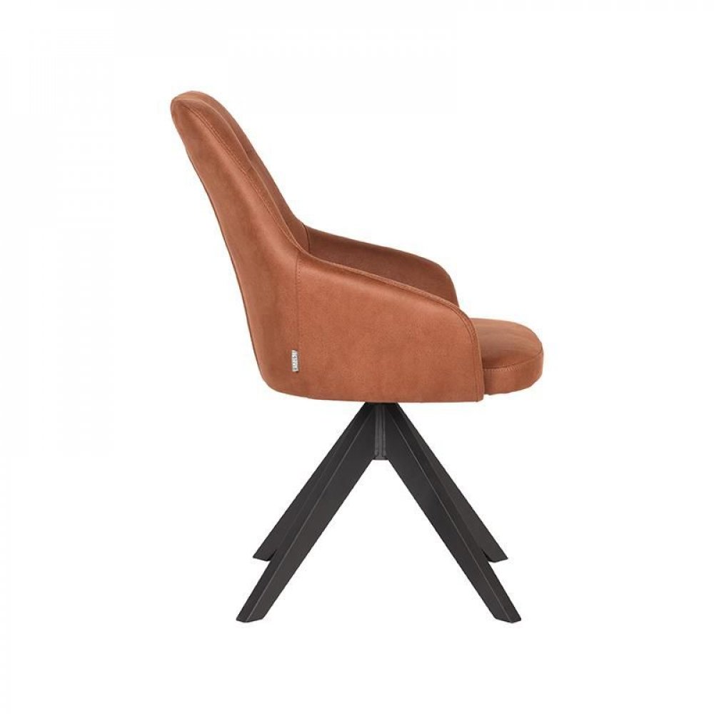 Esszimmerstuhl "Jace" in cognac Farbe Mikrofaser 58x65x88 cm