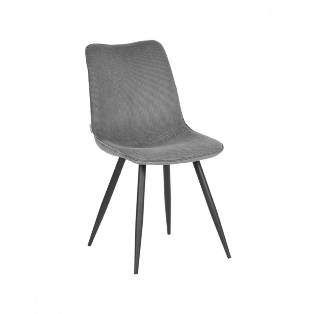 Esszimmerstuhl Jort 48x61x91 cm Dunkelgraues Ribcord | Schwarzes Metall