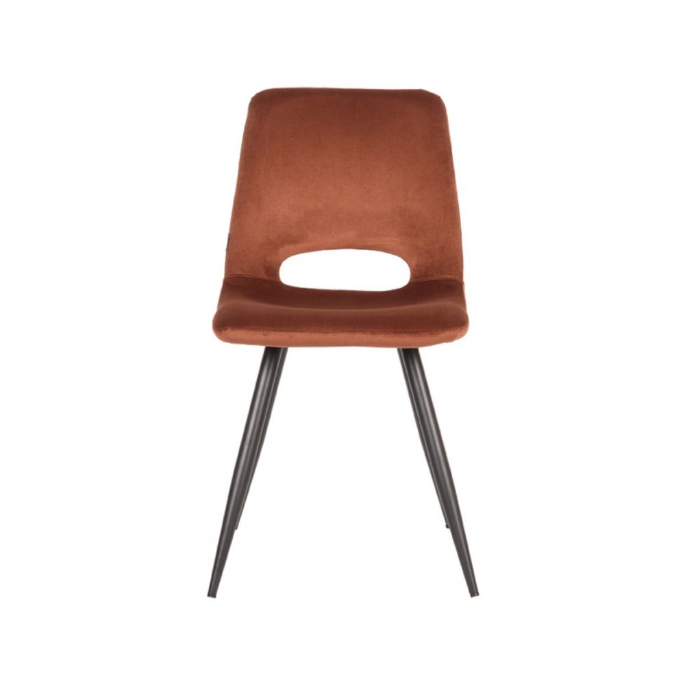 Esszimmerstuhl Josh 47x56x86 cm Rostfarbener Samt , Schwarzes Metall
