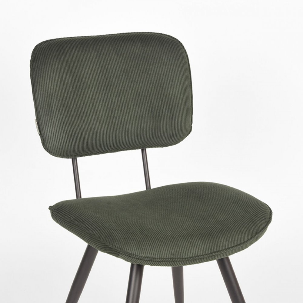 Esszimmerstuhl Vic 49x60x87 cm Armee-Rippenkordel | Schwarzes Metall