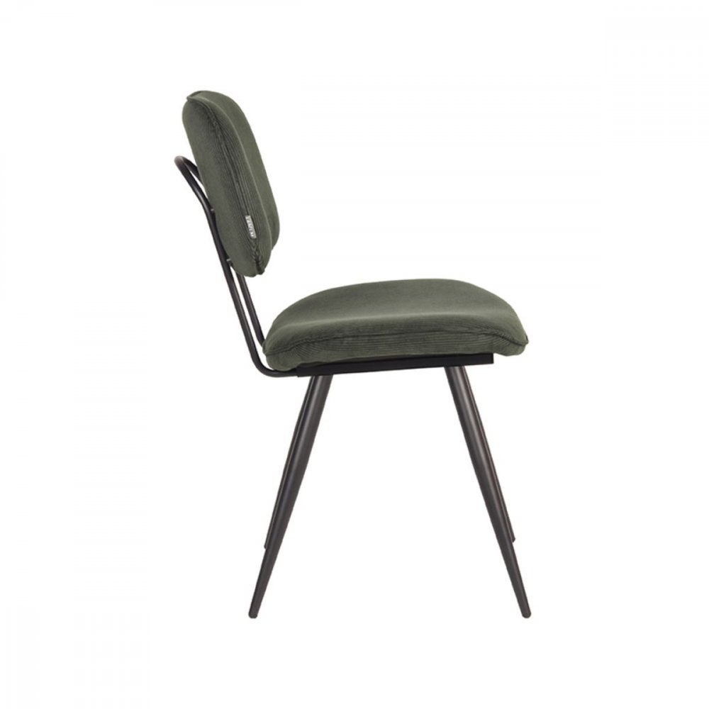 Esszimmerstuhl Vic 49x60x87 cm Armee-Rippenkordel | Schwarzes Metall