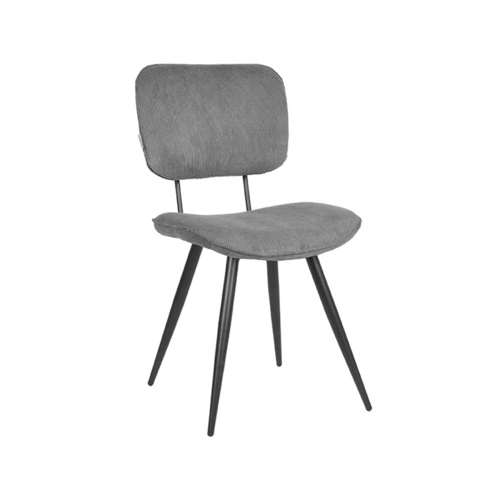 Esszimmerstuhl Vic 49x60x87 cm Dunkelgraues Ribcord | Schwarzes Metall