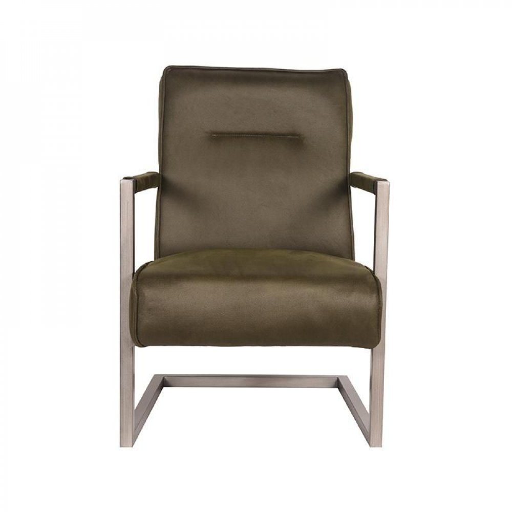 "Jim" armchair with armrests in army green