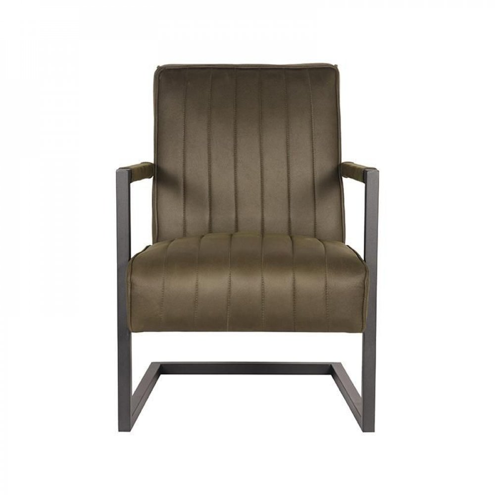 "Milo" armchair with armrests in army green