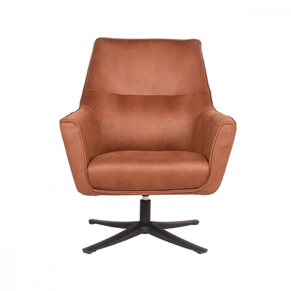 Sessel  "DOT" 76x75x90 cm Cognac-Mikrofaser | Schwarzes Metall