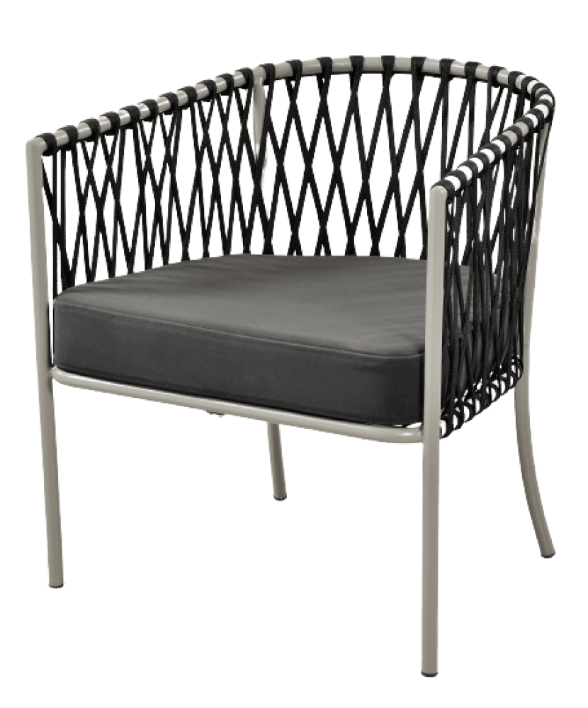 FRANCESCA Armchair With Metal Frame And Cord 63X69X71H