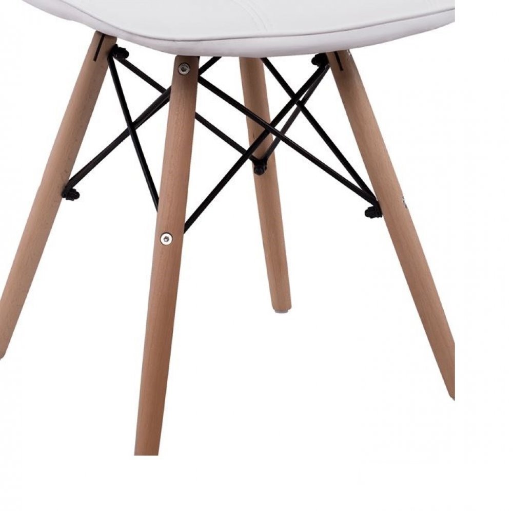 Design Stuhl COSY mit Massivholz Beinen und Kunstleder, in Weiß