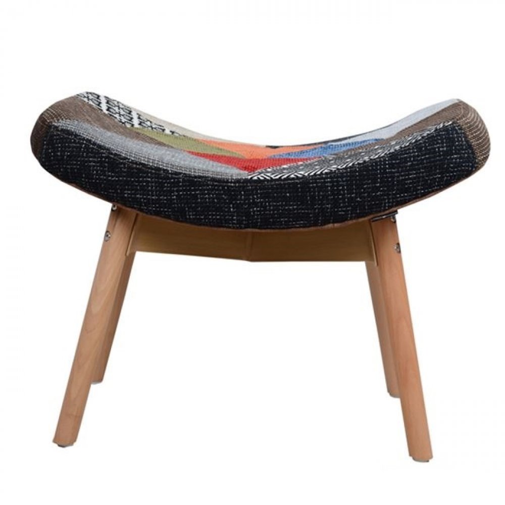 Fußhocker RUBI im Patchwork Design 65x44x49 cm | Mit Holzbeinen