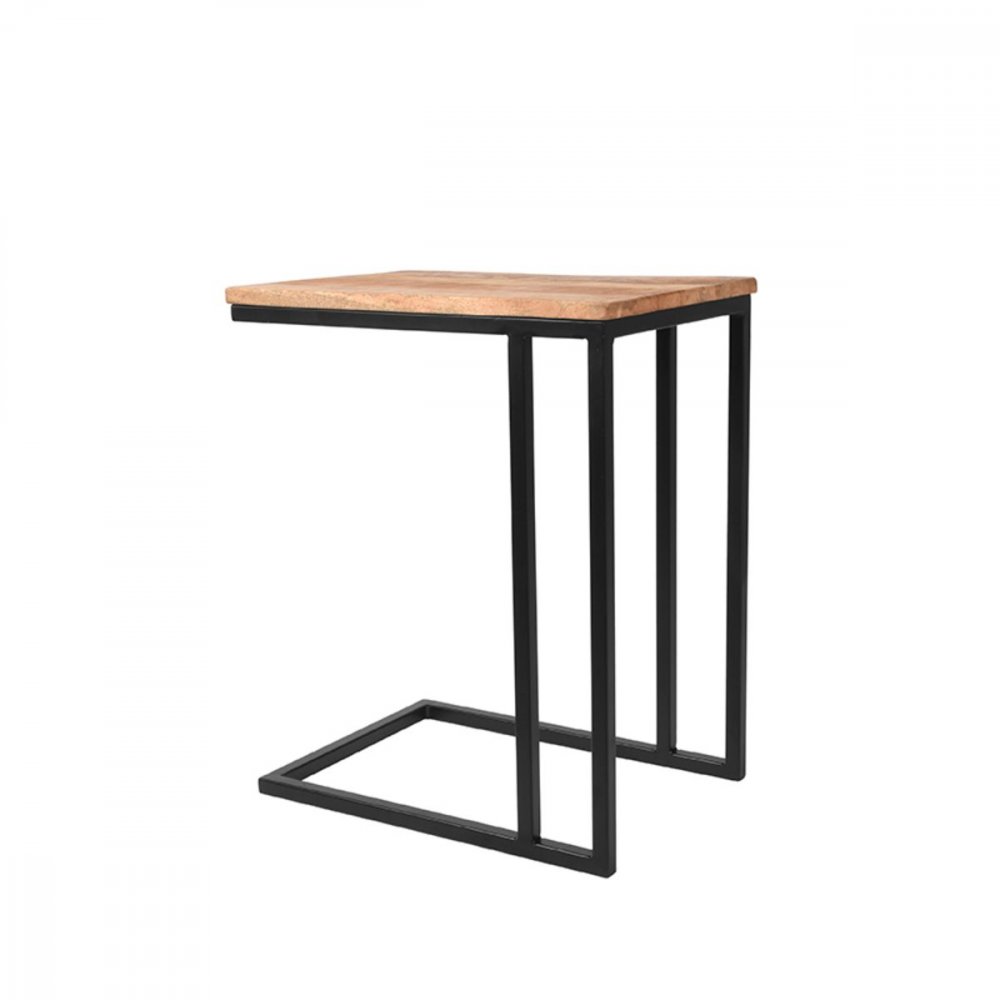 Laptoptisch Move 35x50x61 cm Raues Mangoholz | Schwarzes Metall