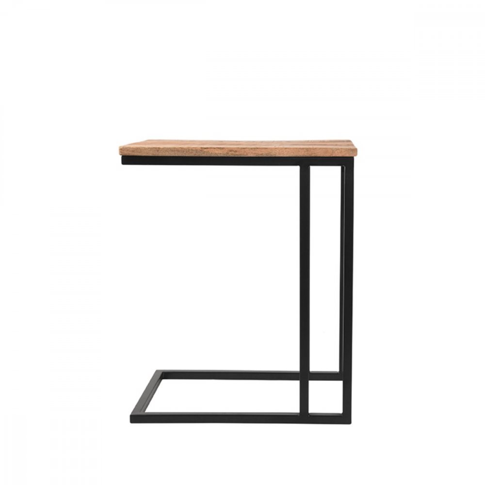 Laptoptisch Move 35x50x61 cm Raues Mangoholz | Schwarzes Metall