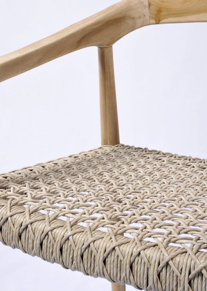 PAFOS-STUHL aus Teakholz und synthetischem Rattan 55X53X80H