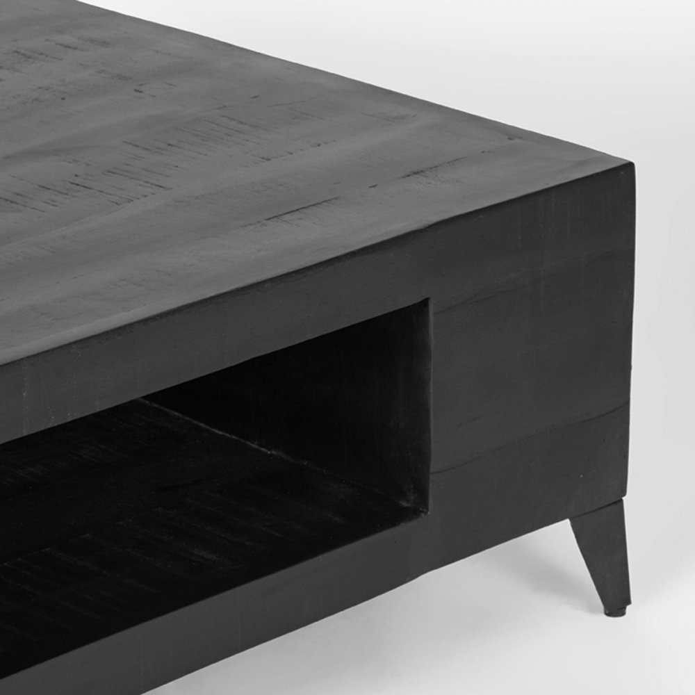 Couchtisch Bloc 80x80x33 Cm Schwarzes Mangoholz | Schwarzes Metall