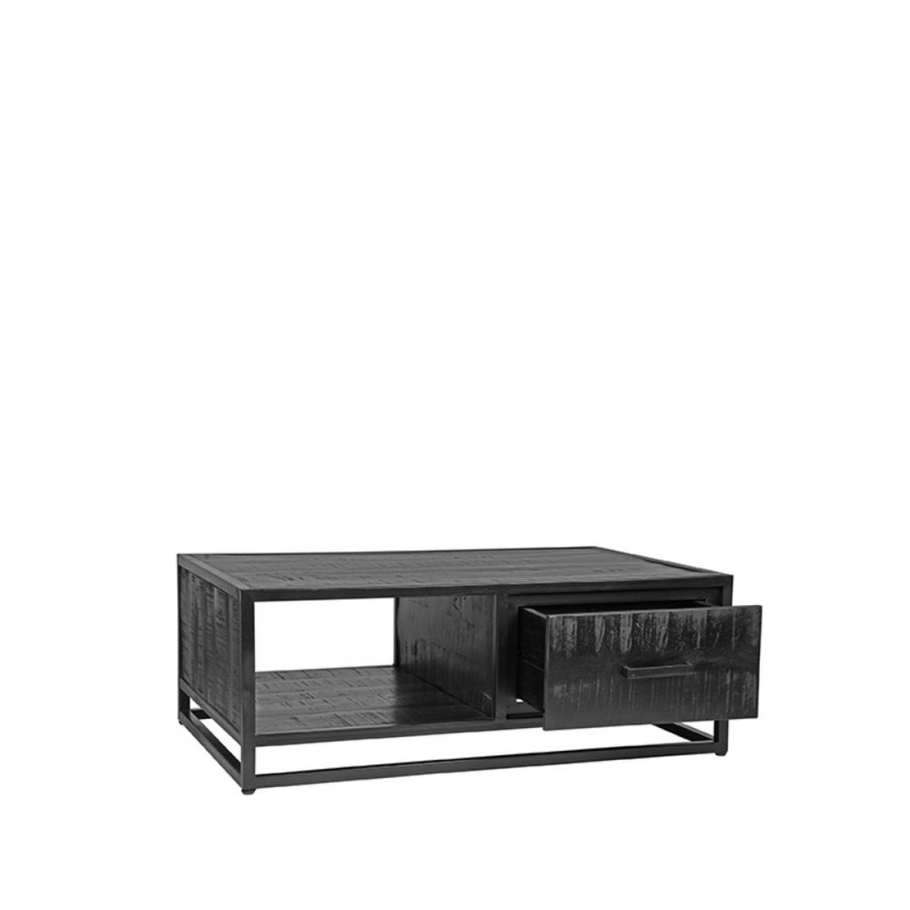 Couchtisch Chili 110x70x40 cm Schwarzes Mangoholz | Schwarzes Metall