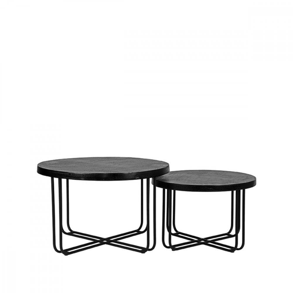 Couchtisch Set "Brute" 70x70x43 cm aus schwarzem Metall
