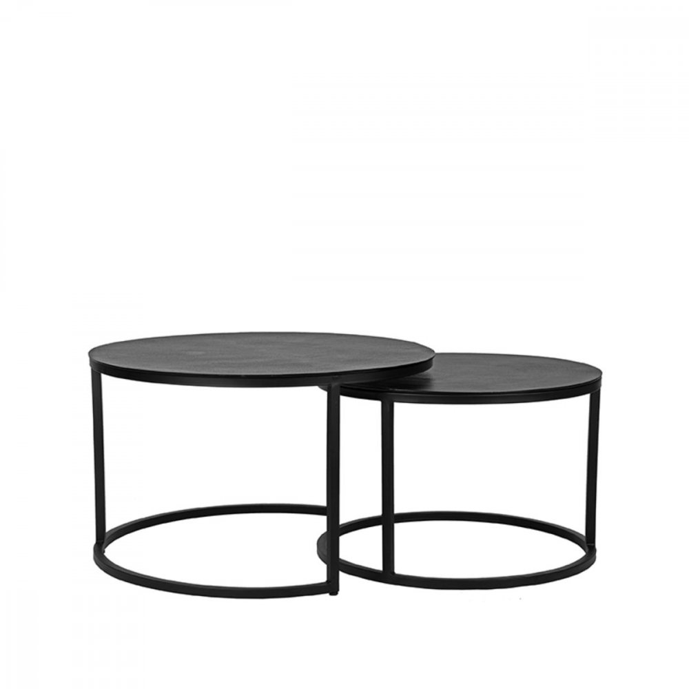 Coffee table set Grand 75x75x45 cm black metal