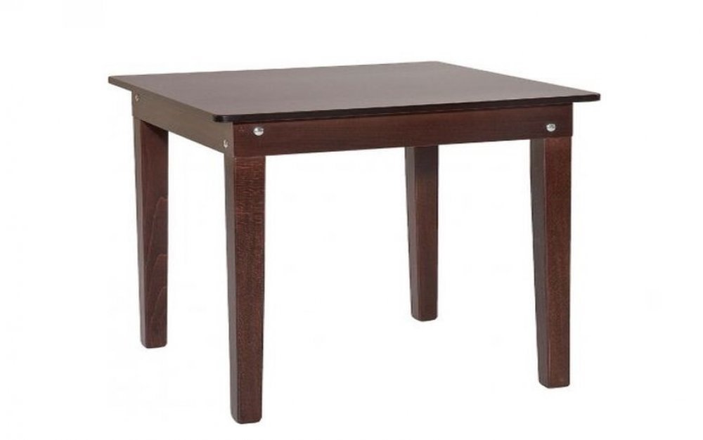 Simple and solid wooden table in the color "walnut"