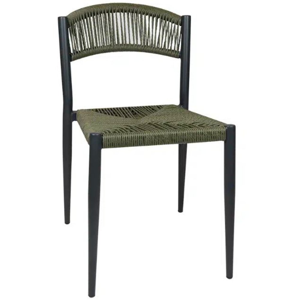 "Jonah" chair in anthracite/olive green made of wicker look aluminium