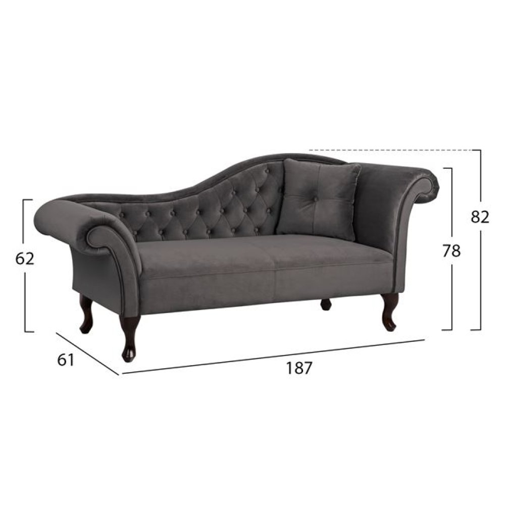 Chesterfield Sofa NIOVI aus Samt in Farbe Grau