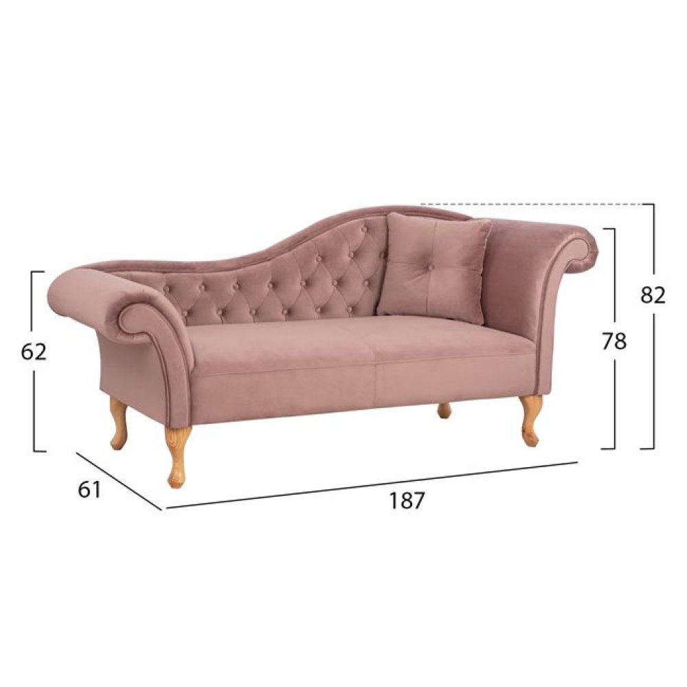 Chesterfield Sofa NIOVI aus Samt in Farbe Rosé
