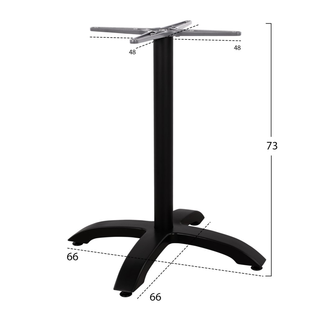 Tischuntergestell aus schwarzem Aluminium mit Klappboden in Grau | Höhe 73 cm