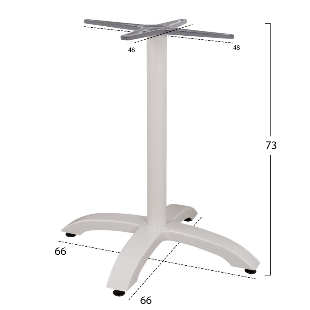 Tischuntergestell aus weißem Aluminium mit Klappboden in Grau | Höhe 73 cm