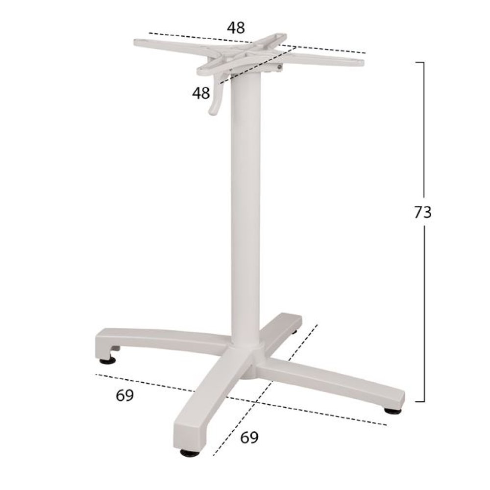 Weißes Tischuntergestell mit Klappboden Höhe 73 cm