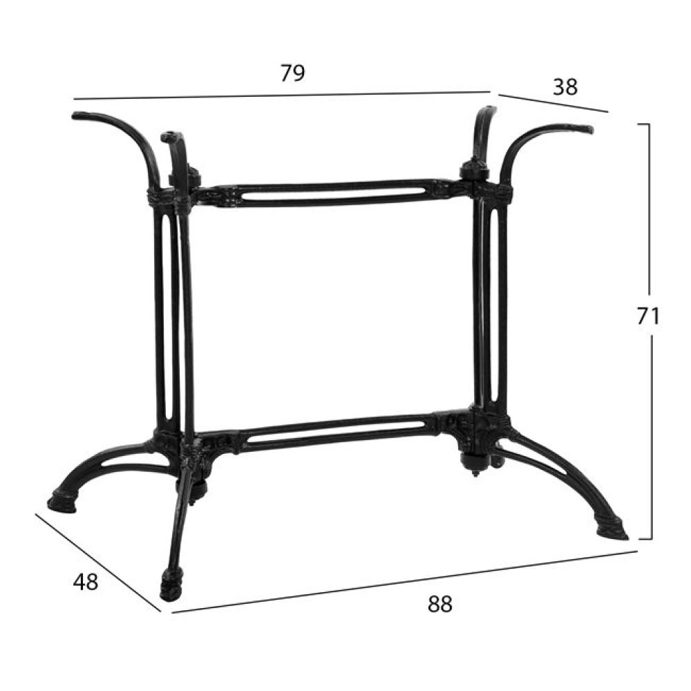 Tischuntergestell aus Gusseisen in schwarzem Farbton 88x48xH71 cm.