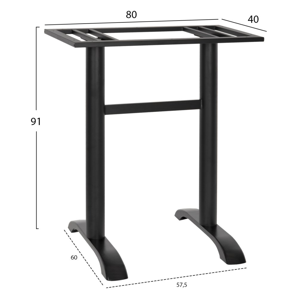 UNTERGESTELL AUS  METALL MITTELHÖHE DOPPELT IN SCHWARZ 40Χ80Χ91 cm