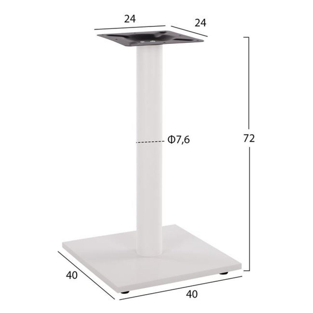 Mattweißes Tischuntergestell aus Metall 40x40xH72 cm